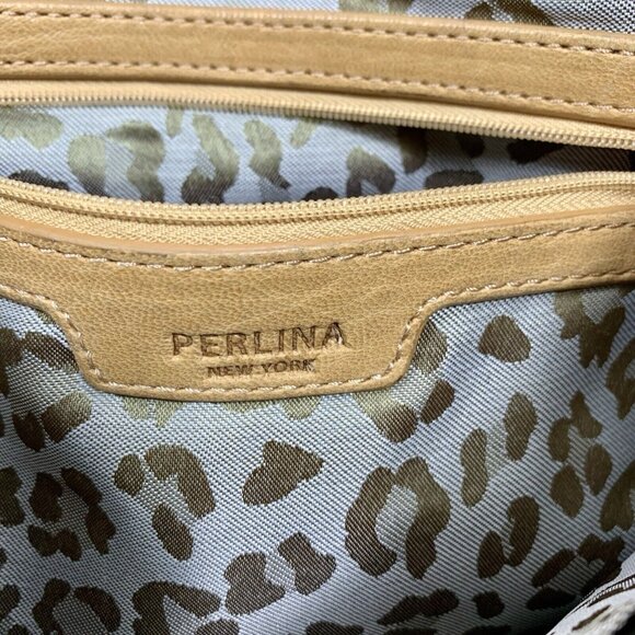 PERLINA New York Handbag Women's TAN Leather Adjustable Crossbody Shoulder Bag - Picture 14 of 16